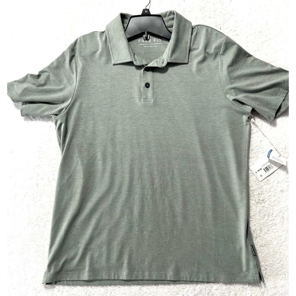 Free Fly Bamboo Flex Polo II Men's Medium Heather Agave/Green Shirt (C5)